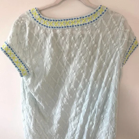 Vineyard Vines V-Neck Swim Coverup Dress Cotton Size M Light Teal - Picture 6 of 6